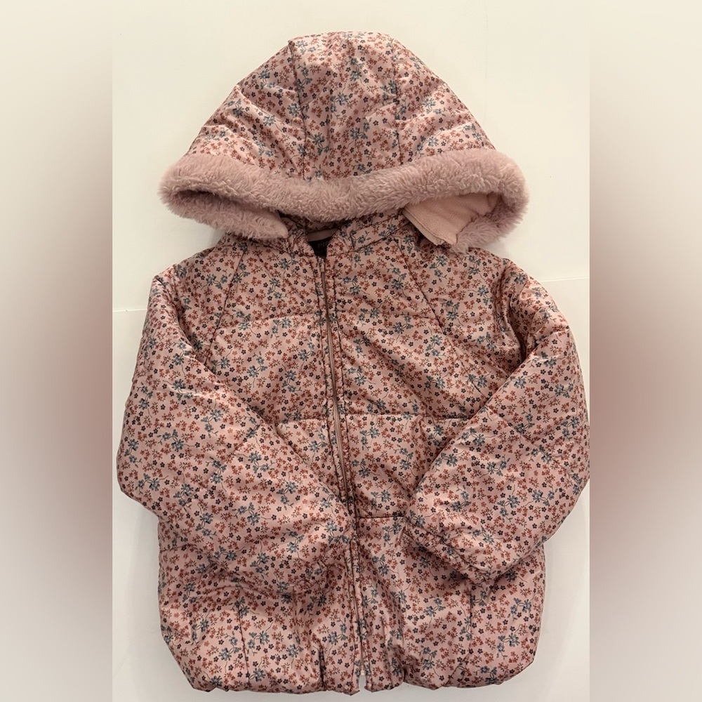 Floral Pink Kids Puffer Jacket